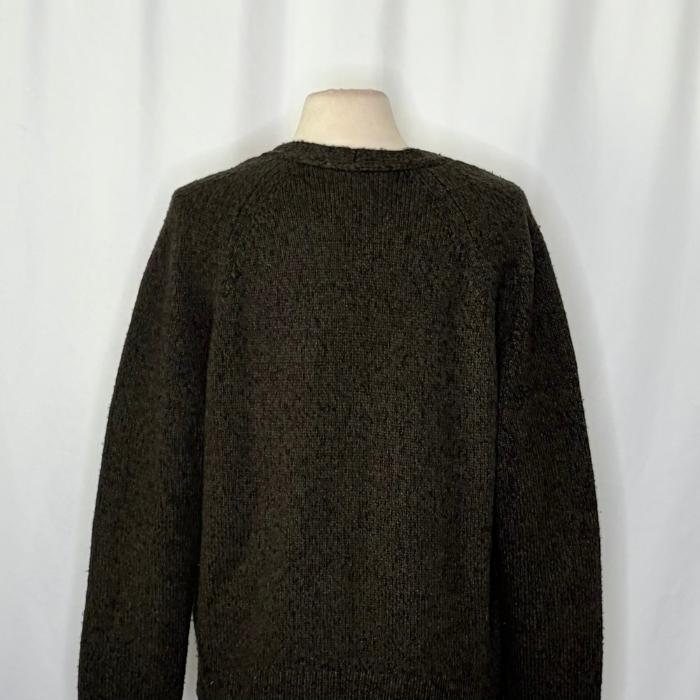 VINCE Merino‎ Wool Cashmere V Neck Sweater Raglan Pullover Green Marled Large - Picture 10 of 14